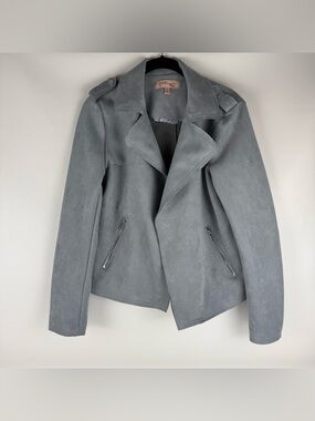 Philosophy Republic Clothing Faux Suede Moto Jacket in Dove Gray